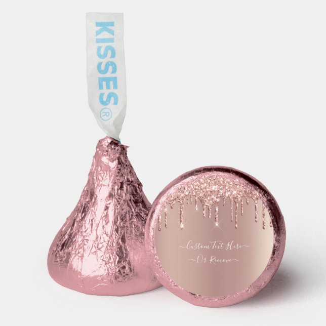 Rose Gold Glitter Custom Text Gift Hershey®'s Kisses® (Front)