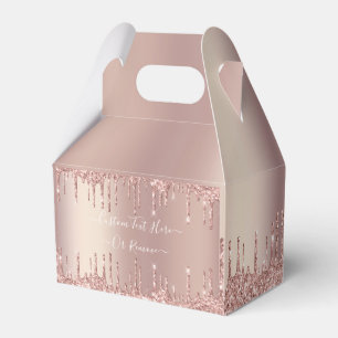 Rose Gold Glitter Custom Text Gift or Favor Boxes
