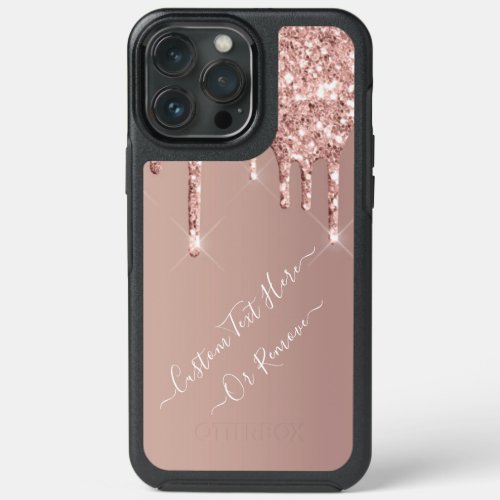 Rose Gold Glitter Custom Text iPhone Case