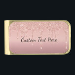 Rose Gold Glitter Custom Text Money Clip Gift<br><div class="desc">Money Clips with Custom Text Rose Gold Blush Glitter Sparkle Drips Pink Money Clip Gift - Add Your Unique Text / Name or Remove Text - Make Your Special Gift - Resize and move or remove and add text / elements with Customization tool. Design by MIGNED. Choose fonts / size...</div>