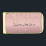 Rose Gold Glitter Custom Text Money Clip Gift<br><div class="desc">Money Clips with Custom Text Rose Gold Blush Glitter Sparkle Drips Pink Money Clip Gift - Add Your Unique Text / Name or Remove Text - Make Your Special Gift - Resize and move or remove and add text / elements with Customization tool. Design by MIGNED. Choose fonts / size...</div>