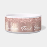 Rose Gold Glitter Custom Text Name Bowl<br><div class="desc">Bowls with Rose Gold Blush Glitter Sparkle Drips Custom Text Name Pink Modern Bowl - Add Your Unique Text or Remove Text - Make Your Special Gift - Resize and move or remove and add text / elements with customization tool. Design by MIGNED. Please see my other projects. You can...</div>