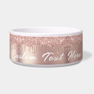 Rose Gold Glitter Custom Text Name Bowl
