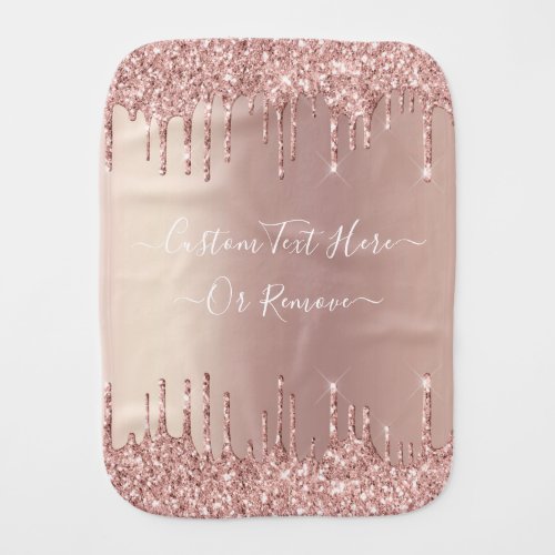 Rose Gold Glitter Custom Text Name Burp Cloth