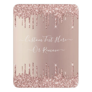 Rose Gold Glitter Custom Text Name Door Sign