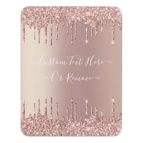 Rose Gold Glitter Custom Text Name Door Sign