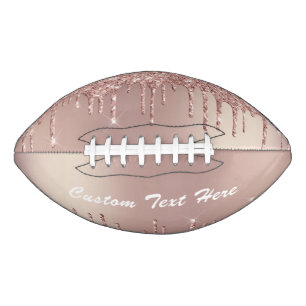 Rose Gold Glitter Custom Text Name Football