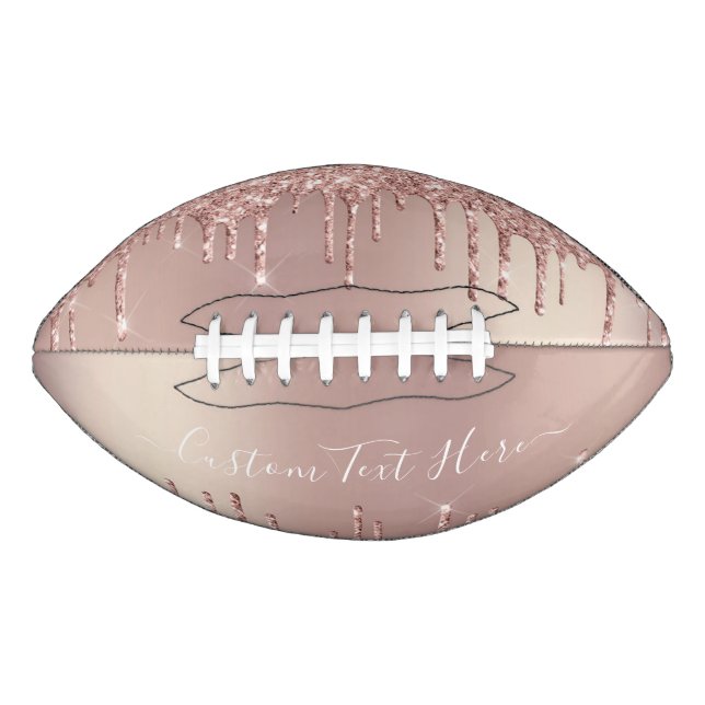 Rose Gold Glitter Custom Text Name Gift Football (Front)