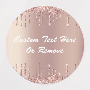 Rose Gold Glitter Custom Text Name Gift Labels