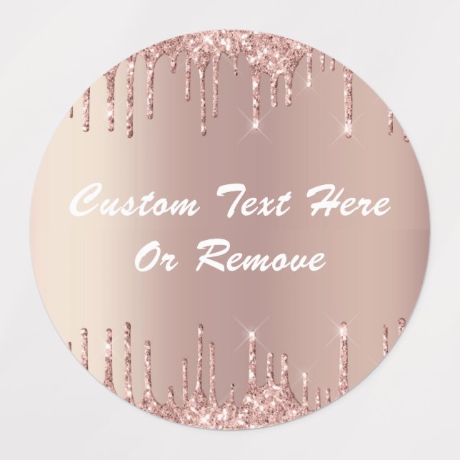 Rose Gold Glitter Custom Text Name Gift Labels (Design 1)