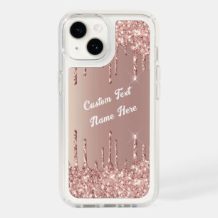 Rose Gold Glitter Custom Text Name Gift Speck iPhone 14 Case