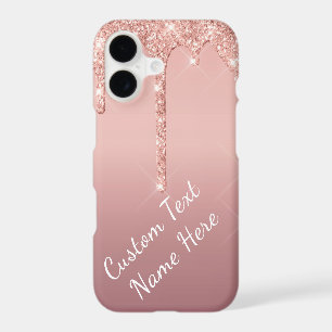 Rose Gold Glitter Custom Text Name iPhone Case