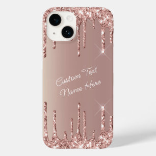 Rose Gold Glitter Custom Text Name iPhone Case