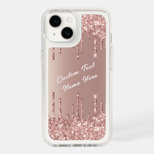 Rose Gold Glitter Custom Text Name iPhone Case