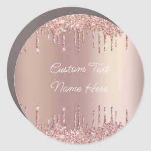 Rose Gold Glitter Custom Text Name Magnet Gift