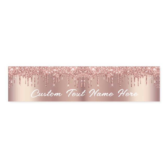 Rose Gold Glitter Custom Text Name Napkin Bands (Unfolded)