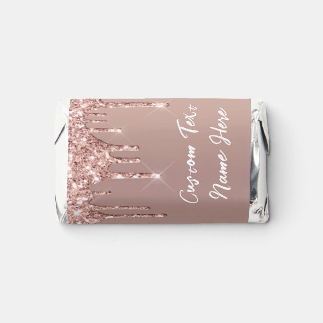 Rose Gold Glitter Custom Text Name Personalized Hershey's Miniatures (Front)