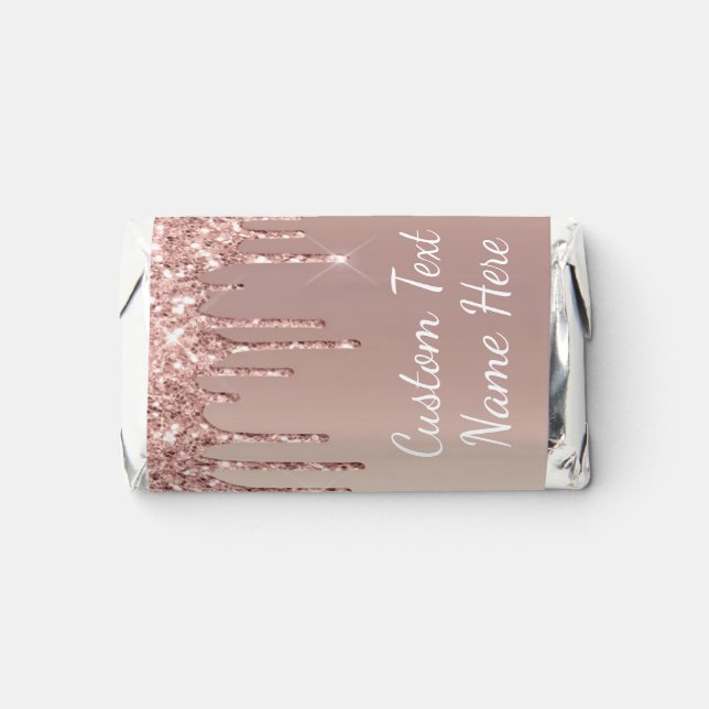 Rose Gold Glitter Custom Text Name Personalized Hershey's Miniatures (Front)