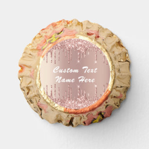 Rose Gold Glitter Custom Text Name Personalized Reese's Peanut Butter Cups