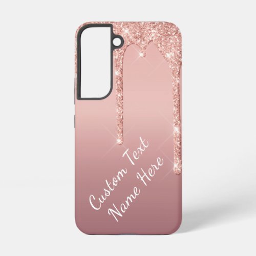 Rose Gold Glitter Custom Text Name Personalized Samsung Galaxy S22 Case