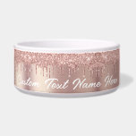 Rose Gold Glitter Custom Text Name Pet Bowl<br><div class="desc">Bowls with Rose Gold Blush Glitter Sparkle Drips Custom Text Pink Modern - Add Your Unique Text or Remove Text - Make Your Special Pet Bowl Gift - Resize and move or remove and add text / elements with customization tool. Design by MIGNED. Please see my other projects. You can...</div>