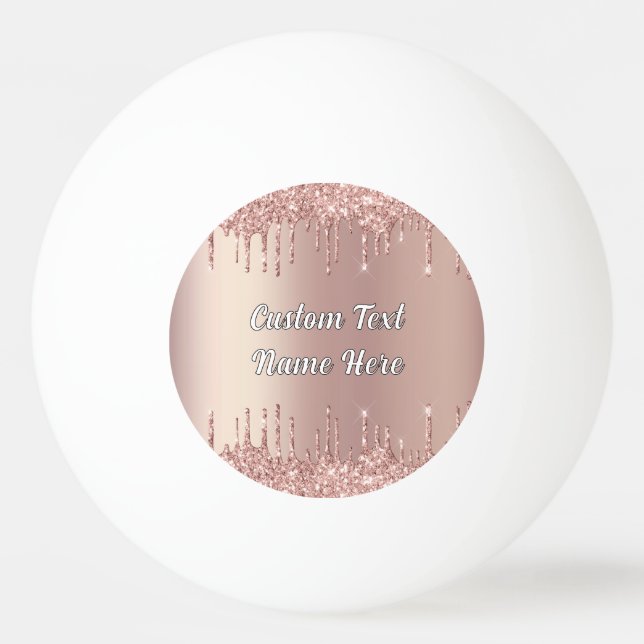 Rose Gold Glitter Custom Text Name Ping Pong Ball (Front)