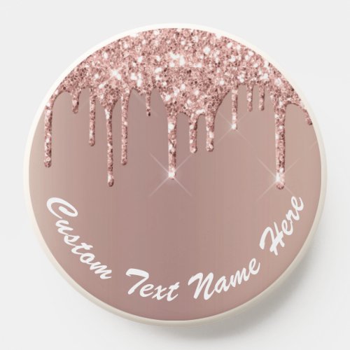 Rose Gold Glitter Custom Text Name PopSocket Gift