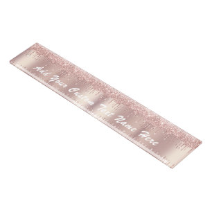 Rose Gold Glitter Custom Text Name Ruler Gift