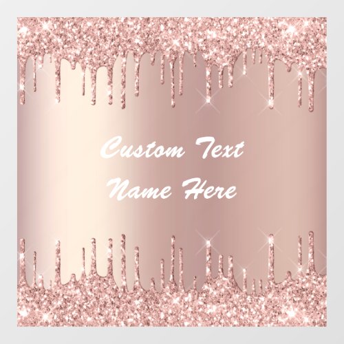 Rose Gold Glitter Custom Text Name Window Cling