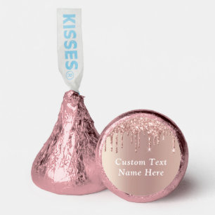 Rose Gold Glitter Custom Text Name Your Gift Hershey®'s Kisses®