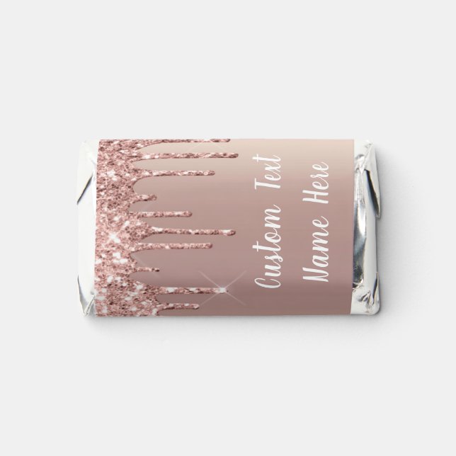 Rose Gold Glitter Custom Text Personalized Gift Hershey's Miniatures (Front)