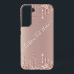 Rose Gold Glitter Custom Text Personalized Samsung Galaxy S22  Case<br><div class="desc">Personalized Samsung Galaxy Cases or iPhone Cases with Rose Gold Blush Glitter Sparkle Drips Custom Text Pink Modern - Add Your Unique Text / Name or Remove Text - Make Your Special Gift - Resize and move or remove and add text / elements with customization tool. Design by MIGNED. Please...</div>