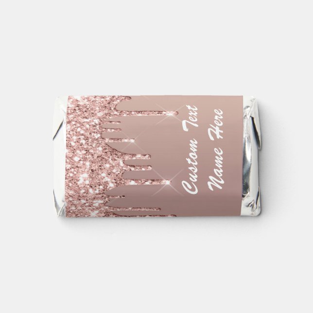 Rose Gold Glitter Custom Text Personalized Your Hershey's Miniatures (Front)