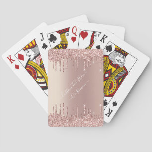 Rose Gold Glitter Custom Text Playing Cards