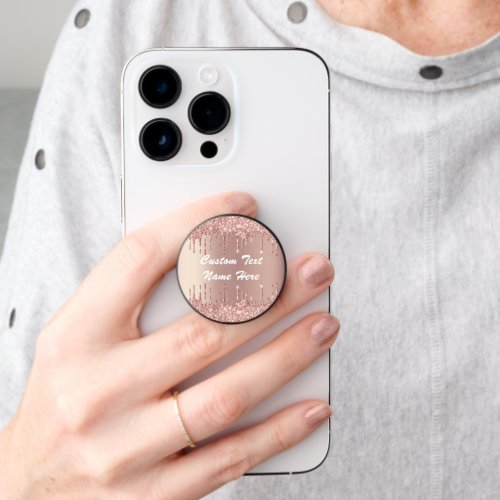 Rose Gold Glitter Custom Text PopSocket Gift