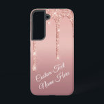 Rose Gold Glitter Custom Text Samsung Galaxy Case<br><div class="desc">Samsung Galaxy Cases or iPhone Cases with Custom Text Rose Gold Blush Glitter Sparkle Drips Pink Wedding or Party Supplies / Gift - Add Your Unique Text / Name or Remove Text - Make Your Special Gift - Resize and move or remove and add text / elements with Customization tool....</div>