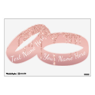 Rose Gold Glitter Custom Text Wedding Wall Decals
