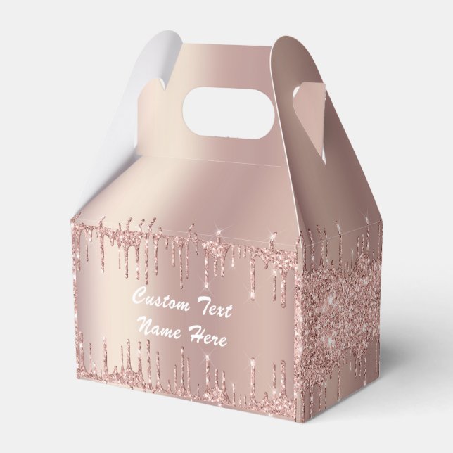 Rose Gold Glitter Custom Text Your Name Gift Box (Back Side)
