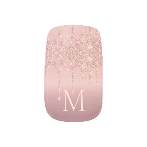 Rose Gold Glitter Custom Your Letter Nail Art