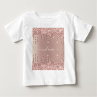 Rose Gold Glitter Custom Your Name Baby T-Shirt