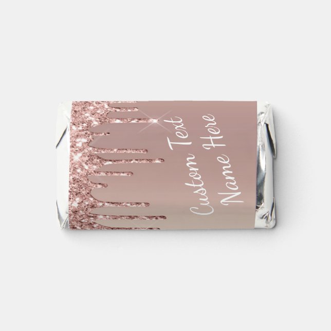 Rose Gold Glitter Custom Your Text Name Hershey's Miniatures (Front)