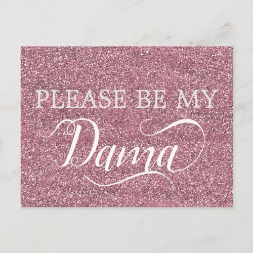 Rose Gold Glitter Dama Quinceanera Dama Proposal Invitation Postcard