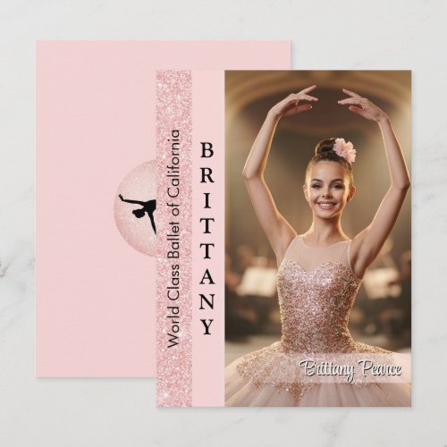 Rose Gold Glitter Dance Autograph Card Portrait
