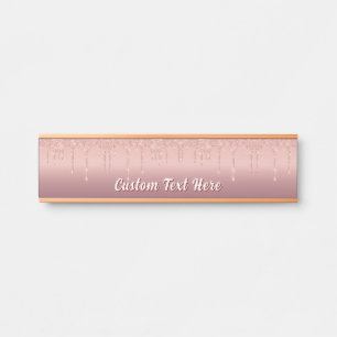 Rose Gold Glitter Desk Name Plate Personalized