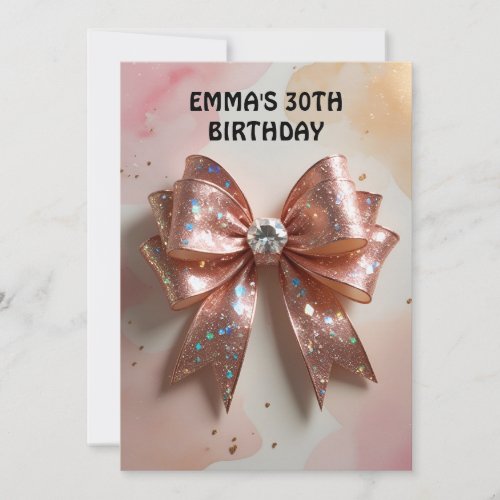 Rose gold glitter diamond bow birthday 
