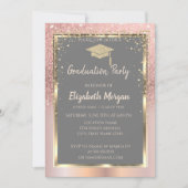 Rose Gold Glitter  Diamonds Graduation Invitation (Front)