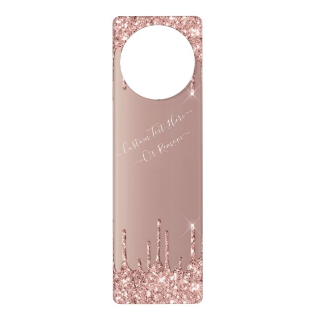 Rose Gold Glitter Door Hanger with Custom Text (Front)