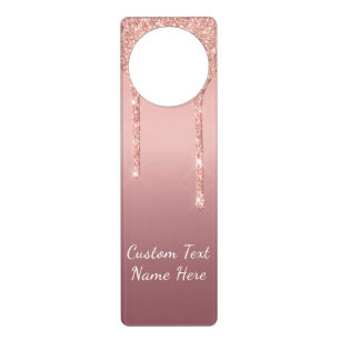 Rose Gold Glitter Door Hanger with Custom Text