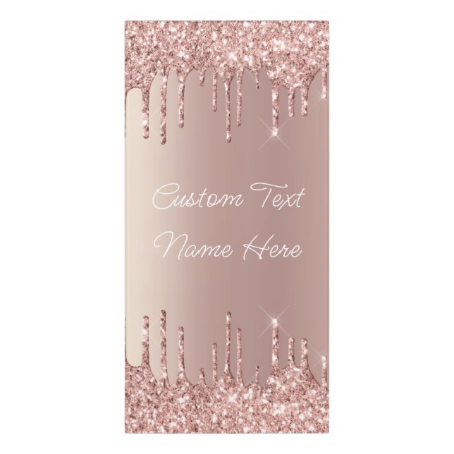 Rose Gold Glitter Door Sign Personalized Name Text (Classic Front Vert)