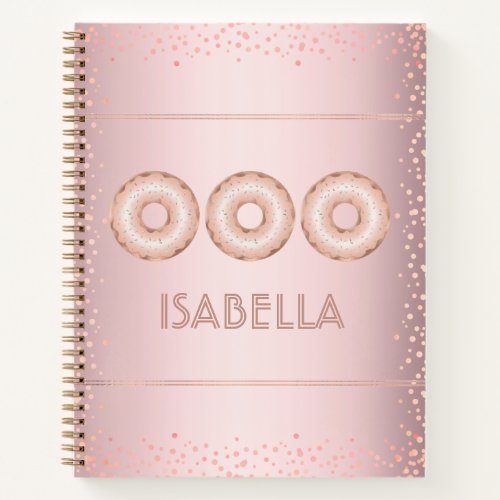 Rose gold glitter doughnuts modern girly stylish notebook